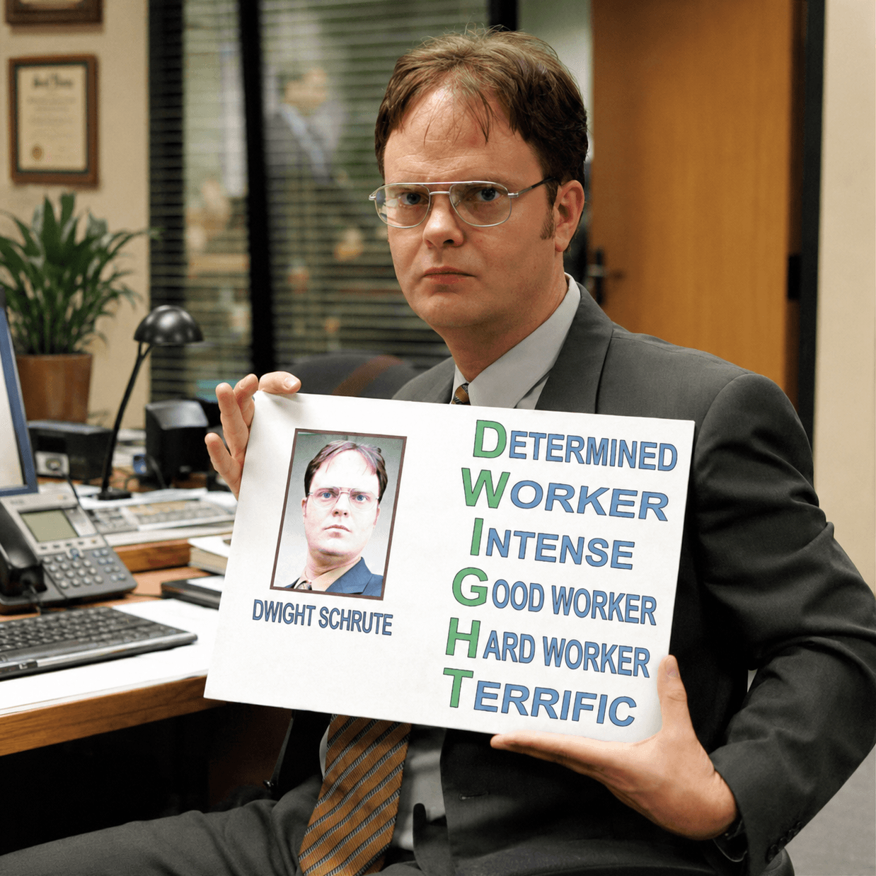 Dwight HQ dedicated worker illustration